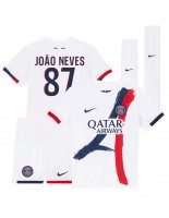 Paris Saint-Germain Joao Neves #87 Bortedraktsett Barn 2024-25 Korte ermer (+ bukser)